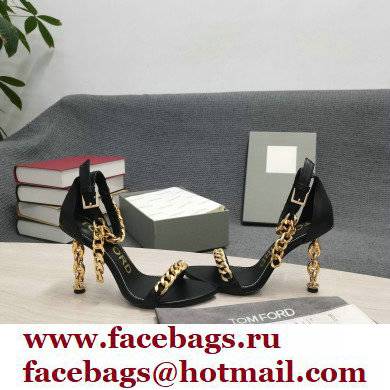Tom Ford Heel 10.5cm Leather Chain Ankle Strap Sandals Black 2022 - Click Image to Close