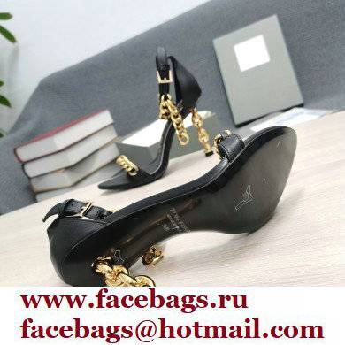 Tom Ford Heel 10.5cm Leather Chain Ankle Strap Sandals Black 2022
