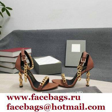 Tom Ford Heel 10.5cm Leather Chain Ankle Strap Sandals Brown 2022
