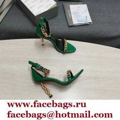 Tom Ford Heel 10.5cm Leather Chain Ankle Strap Sandals Green 2022 - Click Image to Close