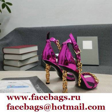 Tom Ford Heel 10.5cm Leather Chain Ankle Strap Sandals Mirror Fuchsia 2022 - Click Image to Close