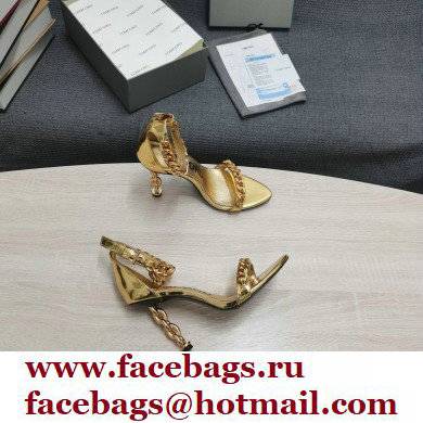 Tom Ford Heel 10.5cm Leather Chain Ankle Strap Sandals Mirror Gold 2022