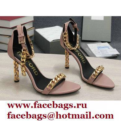 Tom Ford Heel 10.5cm Leather Chain Ankle Strap Sandals Nude 2022 - Click Image to Close