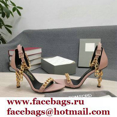 Tom Ford Heel 10.5cm Leather Chain Ankle Strap Sandals Nude 2022