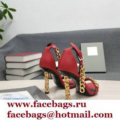 Tom Ford Heel 10.5cm Leather Chain Ankle Strap Sandals Red 2022
