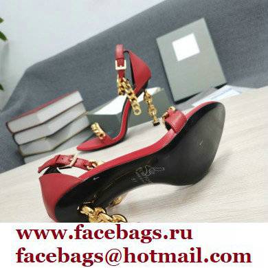 Tom Ford Heel 10.5cm Leather Chain Ankle Strap Sandals Red 2022 - Click Image to Close