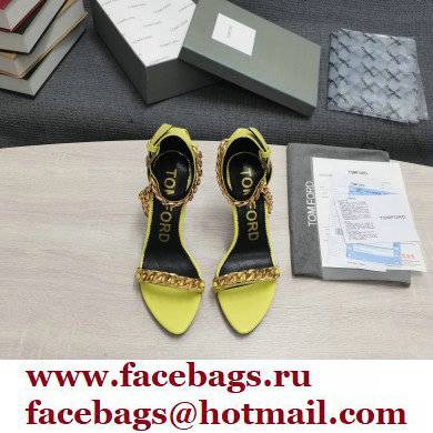 Tom Ford Heel 10.5cm Leather Chain Ankle Strap Sandals Yellow 2022 - Click Image to Close