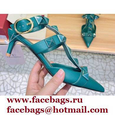 Valentino Heel 4.5cm Roman Stud Pumps With Enameled Studs Green 2022 - Click Image to Close