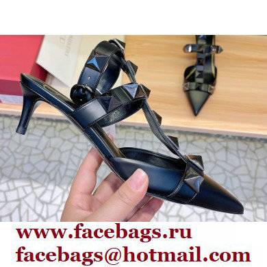 Valentino Heel 4.5cm Roman Stud Pumps With Tonal Studs Black 2022 - Click Image to Close