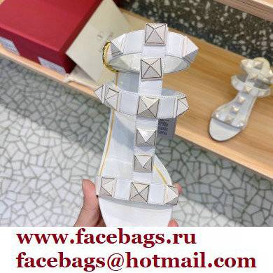 Valentino Heel 8cm Roman Stud Sandals With Enameled Studs White 2022