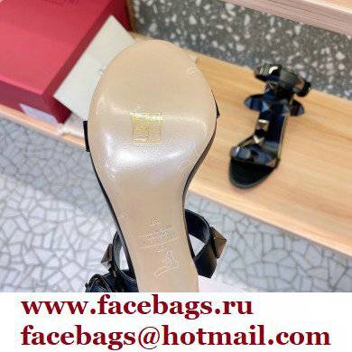 Valentino Heel 8cm Roman Stud Sandals With Tonal Studs Black 2022 - Click Image to Close