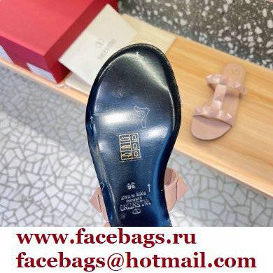 Valentino Roman Stud Flat Slide Sandals With Enameled Studs Nude 2022