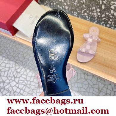 Valentino Roman Stud Flat Slide Sandals With Enameled Studs Pink 2022