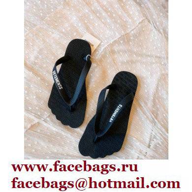 Vetements Toes Flip Flops Rubber Thong Slide Sandals Black 2022