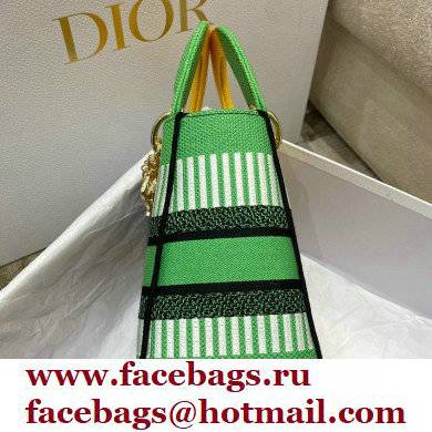 dior Bright Yellow and Green D-Flower Pop Embroidery Medium Lady D-Lite Bag - Click Image to Close