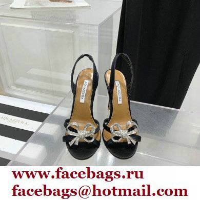 Aquazzura Heel 10.5cm Babe Sandals Satin Black 2022 - Click Image to Close