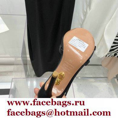 Aquazzura Heel 10.5cm Babe Sandals Satin Black 2022 - Click Image to Close