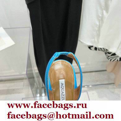 Aquazzura Heel 10.5cm Babe Sandals Satin Blue 2022 - Click Image to Close
