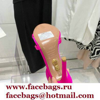Aquazzura Heel 10.5cm Babe Sandals Satin Fuchsia 2022 - Click Image to Close