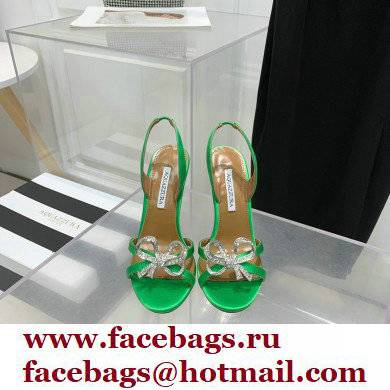 Aquazzura Heel 10.5cm Babe Sandals Satin Green 2022 - Click Image to Close