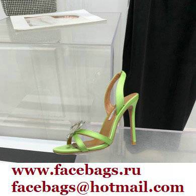 Aquazzura Heel 10.5cm Babe Sandals Satin Light Green 2022 - Click Image to Close