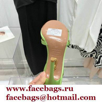 Aquazzura Heel 10.5cm Babe Sandals Satin Light Green 2022 - Click Image to Close