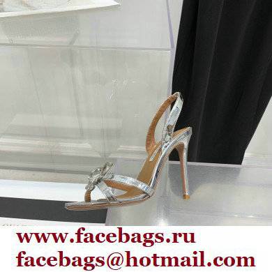 Aquazzura Heel 10.5cm Babe Sandals Satin Silver 2022 - Click Image to Close