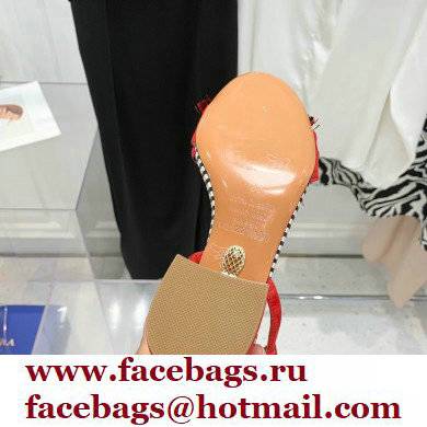 Aquazzura Heel 5.5cm Pom Pom Embellished Fringe Tassel Suede Sandals 07 2022