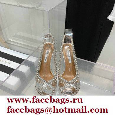 Aquazzura Heel 9.5cm Temptation Crystal PVC Sandals 01 2022 - Click Image to Close