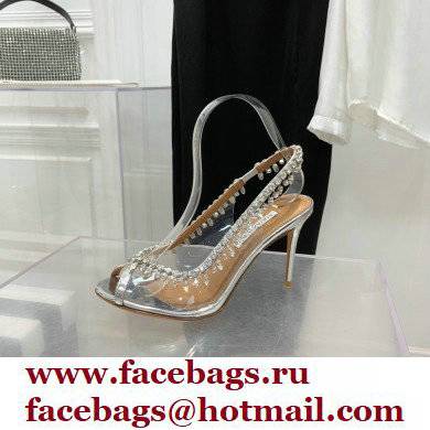 Aquazzura Heel 9.5cm Temptation Crystal PVC Sandals 01 2022