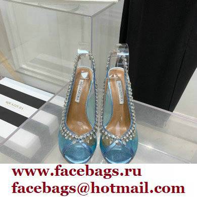 Aquazzura Heel 9.5cm Temptation Crystal PVC Sandals 02 2022