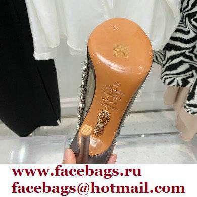 Aquazzura Heel 9.5cm Temptation Crystal PVC Sandals 04 2022