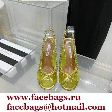 Aquazzura Heel 9.5cm Temptation Crystal PVC Sandals 05 2022 - Click Image to Close