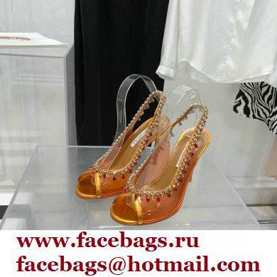 Aquazzura Heel 9.5cm Temptation Crystal PVC Sandals 06 2022 - Click Image to Close