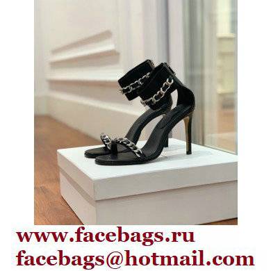 Balmain Heel 10.5cm Duo Chain Sandals Black 2022 - Click Image to Close