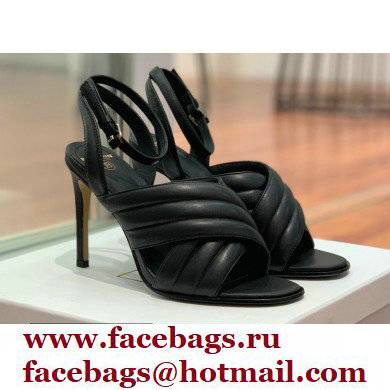 Balmain Heel 10.5cm Janel Quilted Leather Sandals Black 2022 - Click Image to Close