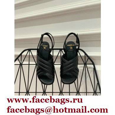 Balmain Heel 10.5cm Janel Quilted Leather Sandals Black 2022