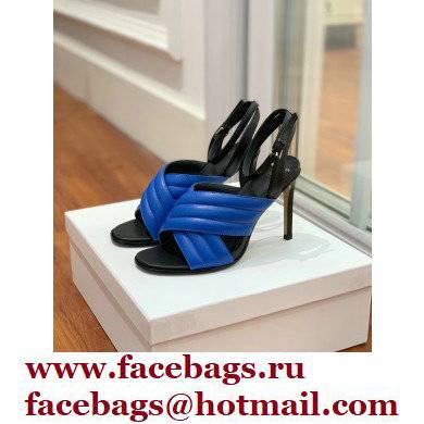 Balmain Heel 10.5cm Janel Quilted Leather Sandals Blue 2022 - Click Image to Close