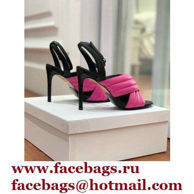 Balmain Heel 10.5cm Janel Quilted Leather Sandals Fuchsia 2022 - Click Image to Close