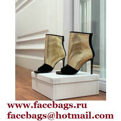Balmain Heel 10.5cm Leather Open Toe Ankle Boots Black/Gold 2022
