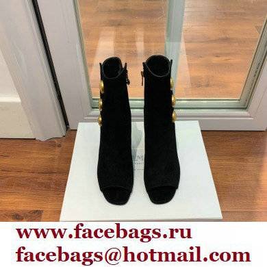 Balmain Heel 10.5cm Roma Ankle Boots Suede Black 2022