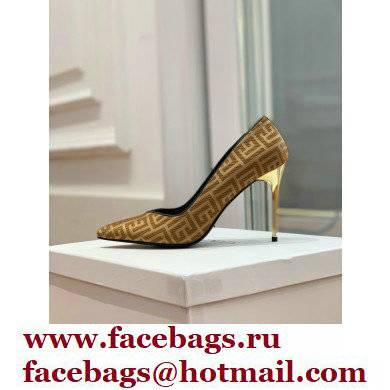 Balmain Heel 10.5cm Ruby pumps with Balmain Monogram Beige/Gold 2022