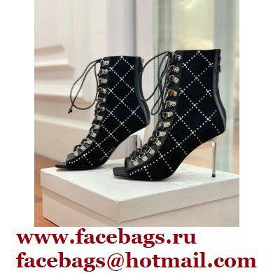 Balmain Heel 10.5cm Suede Ryana lace-up Ankle Boots Black 2022