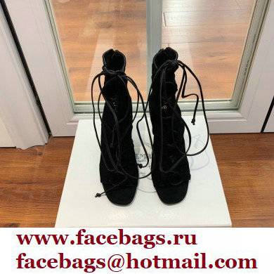 Balmain Heel 10.5cm Suede Scarlet lace-up Ankle Boots Black 2022