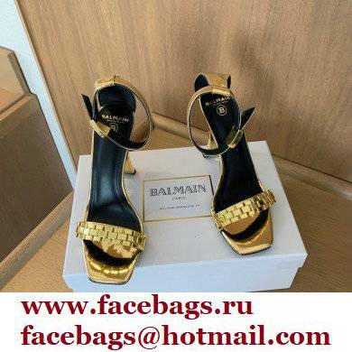 Balmain Heel 10.5cm Ultima Sandals with Finish Patent Gold 2022
