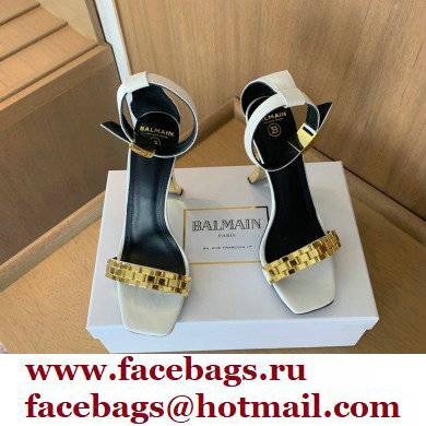 Balmain Heel 10.5cm Ultima Sandals with Finish White/Gold 2022