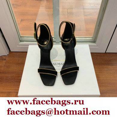 Balmain Heel 10.5cm Uma Sandals Suede Black/Gold 2022