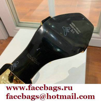 Balmain Heel 10.5cm Uma Sandals Suede Black/Gold 2022 - Click Image to Close
