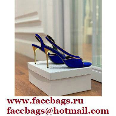 Balmain Heel 9.5cm Macy Slingback Sandals Blue 2022