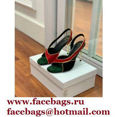 Balmain Heel 9.5cm Macy Slingback Sandals Red/Black/Green 2022